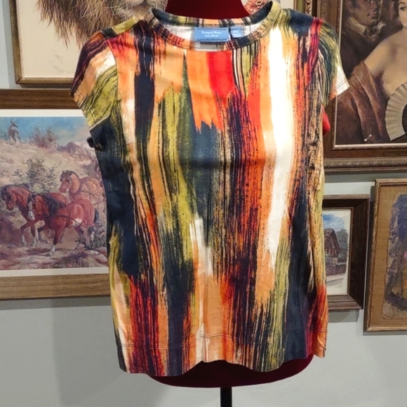 SimplyVera Vera Wang Paint Brush Shirt Abstract - Picture 1 of 7